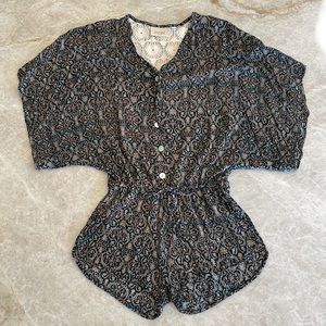 Lucy Love Print Romper - Lace Romper - Summer Vacation - Wine Tasting - Size S